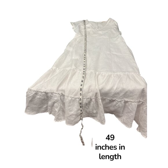 Elan White Linen Wrap Maxi Dress Boho Tiered Ruffle Beach Cottagecore M - Picture 11 of 11